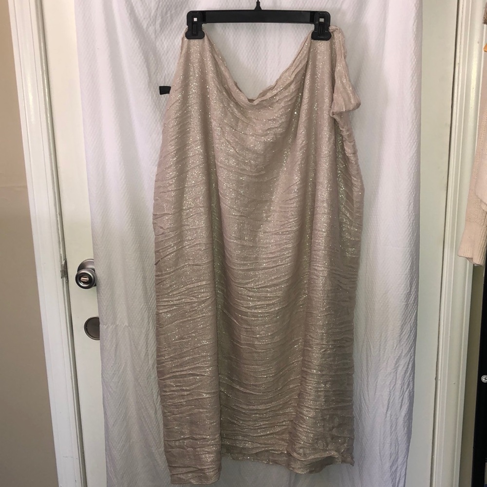 Express Cream/Tan and Silver Shimmer Infinity Scarf Lightweight All Seasons Use
